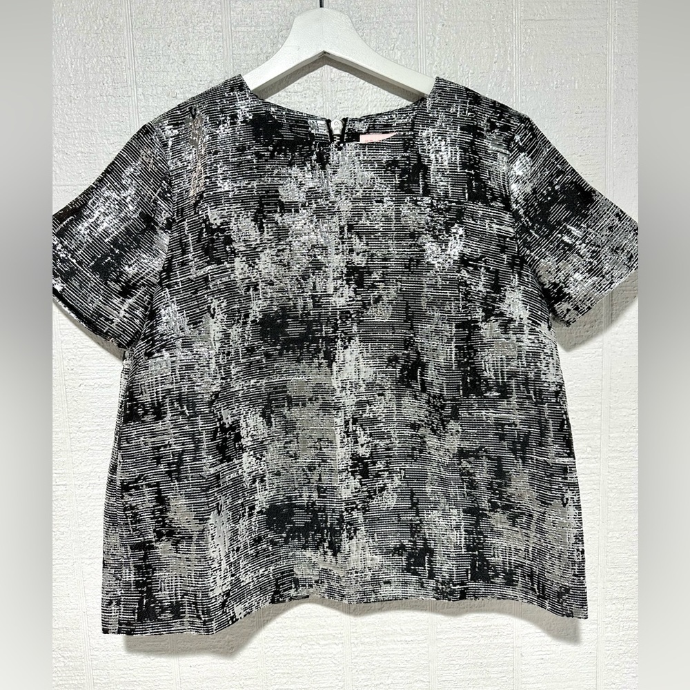 Anthropologie Re:named silver metallic top size M